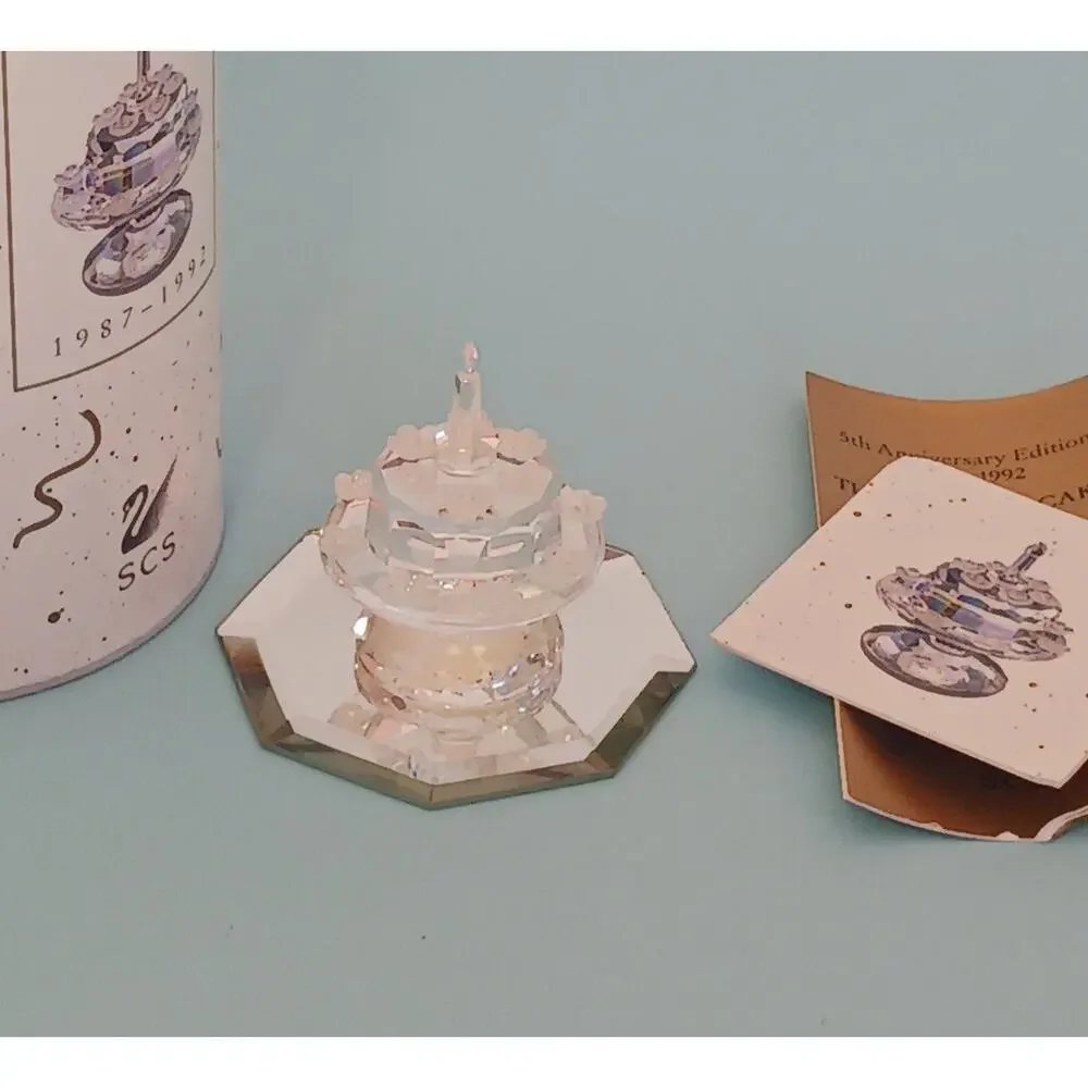 Swarovski The Birthday Cake Figurine SCS 5th Anniversary 1987-1992 Crystal W/Box